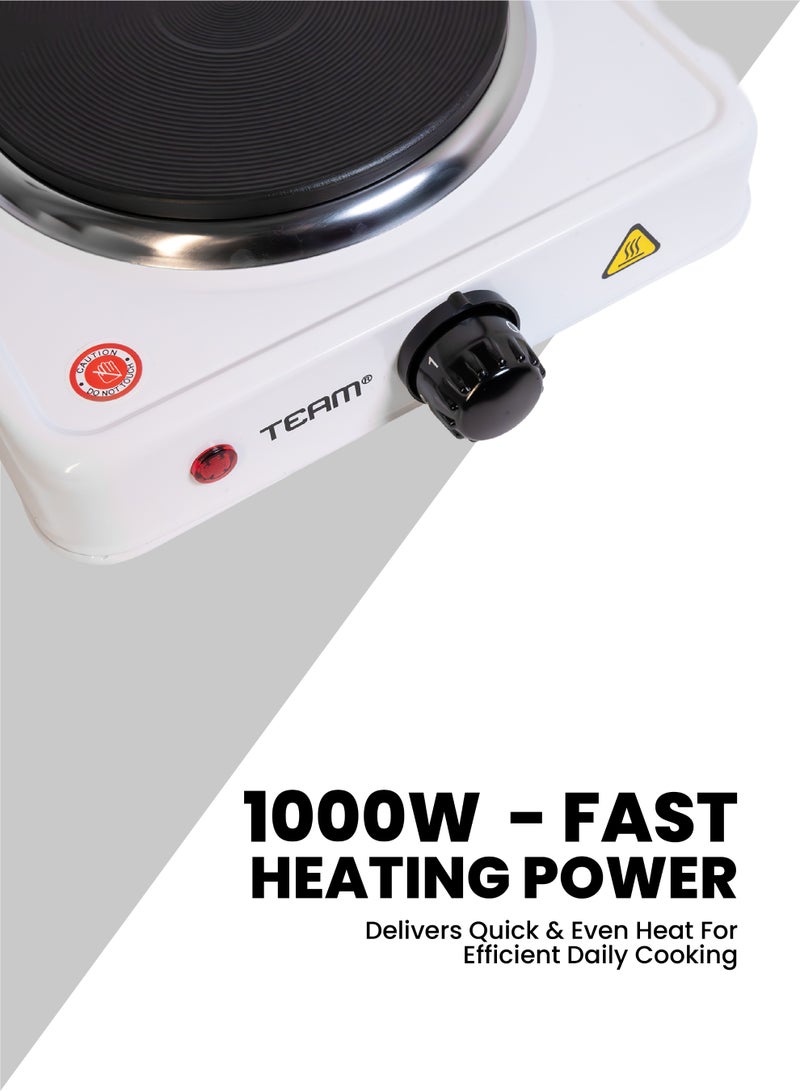 تيم Team Electric Hot Plate Deluxe – 1000W Single Burner Stove with Adjustable Temperature Control, Overheat Protection & Skid‑Proof Feet - Image 3
